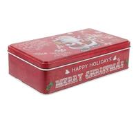 Kisangel Boîte de Noël Rectangulaire en Fer-blanc pour Bonbons et Biscuits | Emballage Présent Festif, Motif de Noël Coloré, Métal Lisse, pour Petites Attentions et Fêtes