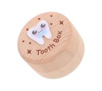 Kisangel Boîte économiseur de dents de changement de bébé récipient à dents pour enfants porte-dents de dessin animé porte-dents enfant cas de poils fœtaux en bois