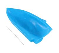 Kisangel Bonnet de Teinture Capillaire avec Petits Cercles Non Perforés Confort Bleu en Silicone et Aiguille pour Coloration Cheveux pour Salon de Coiffure et Barbier
