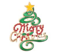 Kisangel Broche Joyeux Noël, sapin de Noël vert avec étoile au sommet | Broche sapin de Noël en émail, ornée de strass, pour une ambiance festive réussie. Dos antidérapant pour chapeau, sac ou