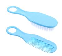 Kisangel Brosse et Peigne de Massage pour Bébé Kit Douceur Bleu Poils Souples Silicone Cuir Chevelu Soin Nourrisson 2 Pièces