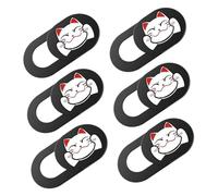Kisangel Cache De Webcam pour Ordinateur Portable Motif Chat, 6 Pièces, Protection Confidentialité Fine Et Légère, Coulissant Facile D’Utilisation, Compatible Pc Et Tablette, Couleur Noire Décorée