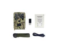 Kisangel Caméra de Chasse 12 Mégapixels 480P Caméscope Extérieur Piège Photographique Camouflage Léger sans Batterie Surveillance Faune Sauvage Sécurité