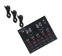 Kisangel Carte Son Domestique Professionnelle Microphone Électret Noir en Métal, Réglage Réverbération Basses, pour Chant et Discussion en Direct