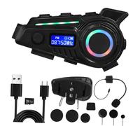 Kisangel Casque Moto sans Fil avec Microphone Intégré Casque Audio Étanche Annulation de Bruit et Appels Mains sans Contrôle Système de Communication Stéréo pour Motards