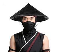 Kisangel Chapeau en bambou fait main noir, accessoire cosplay samouraï élégant pour spectacles et fêtes, léger et délicat, taille 36 cm Couleur Aléatoire
