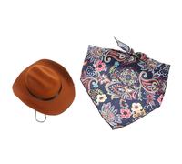 Kisangel Chapeau pour Chien avec Bandana Style Cow-Boy Marron- Accessoire Décoratif pour Fête Cosplay et Usage Extérieur