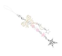 Kisangel Charmant Pendentif Téléphone avec Perles Rose et Étoile Décoration Kawaii Accessoire Compatible Divers Modèles Facile à Installer pour Personnaliser Coques et Clés