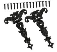 Kisangel Charnières de Portail Robustes 2 Pièces Charnière de Porte de Hangar Noire Style Vintage pour Portes en Bois Clôtures Portails Capacité Portante Élevée Accessoires Inclus