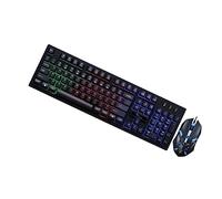 Kisangel Clavier Et Souris D'ordinateur USB Filaire pour Gamer, Ensemble Clavier Mécanique à Suspendre, Rétroéclairé LED Noir, Compatible Pc Maison Bureau Gaming