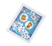 Kisangel Coffret Souvenir Bébé Garçon Moyen Modèle Bleu Cadre Photo Pâte à Empreintes sans Danger Kit DIY Main et Pied Présent Shower pour Conserver Souvenirs Naissance