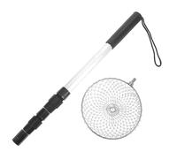 Kisangel Collecteur Panier à Œufs Télescopique pour Poulailler et Ferme, Grosse Taille en Acier Inoxydable, Poignée Antidérapante Ergonomique, Outil de Cueillette D'œufs Frais sans Effort