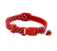 Kisangel Collier à Pois pour Animaux de Compagnie avec Clochette, Largeur 1,0 Cm, Rouge, Réglable, Léger et Confortable, Adapté pour Petits Chiens et Chats, Usage Quotidien