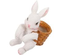 Kisangel Décoration Aquarium Lapin Suspendu Blanc en Résine Ornement Panier Lapin pour Poisson de Micro-Paysage Décor Pâques Accessoire à Suspendre Étang Intérieur