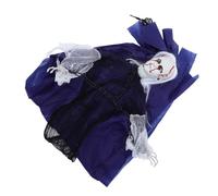 Kisangel Décoration Halloween Extérieure Suspendue Fantôme Squelette Blanc Cheveux Sang Visage Lumineux Yeux Activés par pour Fête Jardin Maison Hantée