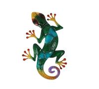 Kisangel Décoration Murale en Fer Forgé Gecko Suspendu pour Jardin et Intérieur, Pendentif Artisanal Bleu-vert, Sculpture Métallique Décorative Résistante aux Intempéries