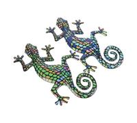 Kisangel Décoration Murale Gecko 2 Pièces en Fer à Suspendre Mur Décoration Murale Rustique pour Salon Bureau Jardin Sculpture en Métal Gecko