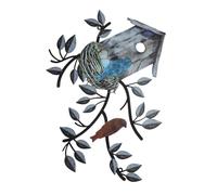 Kisangel décoration murale nichoir oiseaux sur la branche art mural applique murale à piles décoration murale extérieure corbeau crochets muraux oiseau art mural décoration suspendue le fer