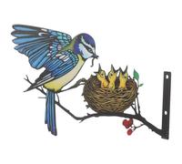 Kisangel Décoration Murale Oiseaux sur Branche en Fer pour Usage Extérieur, Art Oiseau Simple et Vivant, Piquet D'arbre Métal pour Maison et Jardin