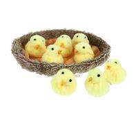 Kisangel Décoration Poussin Jaune Mini avec Nid de Poule de Peluches et pour Cadeau et Décoration de Pâques