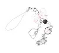 Kisangel Dragonne Pour Téléphone Portable Femme Multifonction Breloques Cœur Et Nœud, Lanière Décorative Transparente, Accessoire Mode Petit Taille Rose Tendre