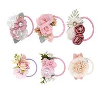 Kisangel Élastiques à Cheveux Fleuris Pour 6pcs Chouchous Colorés En Tissus Accessoires Cheveux Mignons Élastiques Doux Pour Bébés Et Utilisation Quotidienne Et Occasions Spéciales