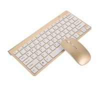 Kisangel Ensemble Clavier Et Souris sans Fil Silencieux Compact pour Ordinateur Portable, Design Minimaliste, 2.4g Plug and Play, Accessoires Informatiques, Usage Professionnel Et Voyage, Couleur Or