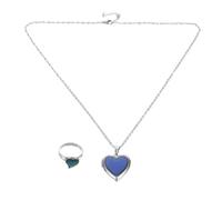 Kisangel Ensemble collier et bague en forme de cœur, bijoux changeant de couleur selon la température