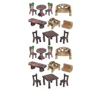 Kisangel Ensemble de 2 Meubles de Jardin Miniatures - Mini Banc et Table en Imitation Bois pour Jardins féériques, Pots à succulentes, gâteaux - Décoration de Micro-Paysage