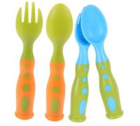Kisangel Ensemble de Couverts pour Bébé 4 Pièces Cuillère et Fourchette d'Apprentissage Ustensiles en Plastique Sûrs Coloris Mixte Tout-Petits Utilisation à Extérieur