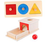 Kisangel Ensemble de Jeux en Bois pour Bébé Boîte à Tiroir en Bois Jouet Éducatif 2 Pièces pour Développement Cognitif Jouet Montessori Bloc de de Formes Géométriques