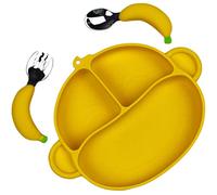Kisangel Ensemble De Repas En Silicone 4 Pièces Pour Garçons Et Filles Banane Assiette Tasse Cuillère Fourchette Lavable Au Lave-vaisselle