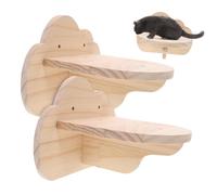 Kisangel Étagères Murales pour Chats Nuage, Perchoir Grimpeur en Bois Naturel, Lot De 2 Plateformes Murales, Escalier Mural Compact pour Intérieur, Meuble d'escalade pour Chat Domestique