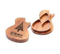 Kisangel Étui à Médiators Forme de Guitare Boîte à Médiators Bois pour Guitare Boîte de Rangement