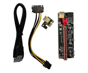 Kisangel Extension Pci-e 1x vers 16x pour Carte Graphique Structure Raisonnable et Connexion Facile en Alliage D'aluminium Rouge, Interface 6 Contacts et Condensateurs Intégrés