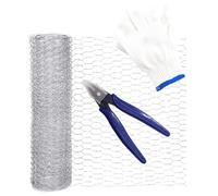 Kisangel Grillage Poule Galvanisé Léger Maille Hexagonale avec Cisailles et Gants Clôture Jardin Résistante Haute Température Maille Serrée Flexible pour Volaille et Protection Pelouse