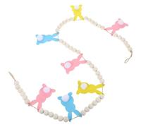 Kisangel Guirlande Bannière Rustique Lapin Décorative pour Pâques en Bois à Perles, Décoration Murale Installation Facile de Pâques et Porte pour Jardin