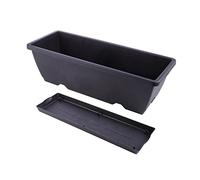 Kisangel Jardinière Rectangulaire Plastique Noire avec Soucoupe Intégrée Grand Pot De Fleur Extérieur Et Intérieur Robuste pour Balcon Et Jardin