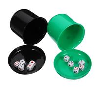 Kisangel Jeu de Dés 5 Pièces avec Gobelet Épais à Fond en ABS Solide Inclus 25 Dés Couleur Aléatoire Ensemble Bar et Soirée pour Craps Backgammon et Divertissement Couleur Aléatoire