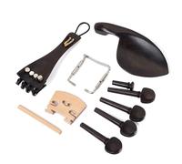 Kisangel Kit Accessoires pour Violon 15 Pièces en Bois D'ébène Noir Mentonnière, Queue et Chevilles pour Violons Diy, Finition Soignée et Apparence Élégante