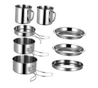 Kisangel Kit de Casserole Camping INOX Portable et Compact Batterie de Cuisine Outdoor Multifonction pour Randonnée et Barbecue