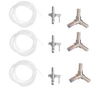 Kisangel Kit de Distribution d'air pour Aquarium 9pcs en Acier Inoxydable, Clapet Anti-Retour Facile à Installer, Accessoire pour Pompe à Oxygène de Bassin à Poissons