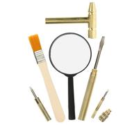 Kisangel Kit de Fouille Archéologique pour Garçon et Filles 3 Pièces Marteau Métal, Burin, Brosse Éducatif D’excavation en Abs et Bois, Outil de Creusement Compact pour Jeu D’apprentissage