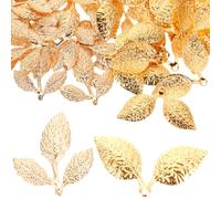 Kisangel Leaf Shape Alloy Pendants 100pcs Creative Jewelry Making Kit For Earrings And Hair Accessories