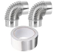 Kisangel Lot de 2 coudes de ventilation pour sèche-linge - Raccord de tuyau de ventilation en acier inoxydable - Adaptateur de raccordement de conduit 7,5 x 3,9 pouces pour sèche-linge domestique ou