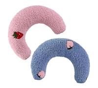 Kisangel Lot de 2 Coussins pour Animaux de Compagnie de U Oreillers Cervicaux Doux et Moelleux pour Petits Chiens et Chats Support Cervical Apaisant Couleurs Rose et Bleu Lavables et