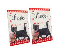 Kisangel Lot de 2 Drapeaux de Jardin en Lin Double Face Saint-valentin, 30 X 45 Cm, Décoration Extérieure Résistante la Déchirure, pour Jardin et Piscine, Motif « Bienvenue à Notre