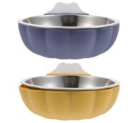 Kisangel Lot de 2 Gamelles Suspendues en Acier Inoxydable, Multifonction pour Chiens et Chats, Résistantes la Rouille, Couleurs Jaune et Bleu, pour Distribuer Nourriture et Eau, Usage