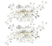 Kisangel Lot de 2 peignes à cheveux de mariée ornés de perles et de cristaux artificiels, accessoire de coiffure idéal pour les mariages, fêtes et banquets.