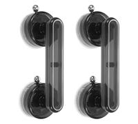 Kisangel Lot de 2 Poignées à Ventouse Puissantes Amovibles Gris Translucide, Poignées à Ventouses pour Portes Vitrées, Fenêtres, Armoires et Réfrigérateurs, Résistance aux